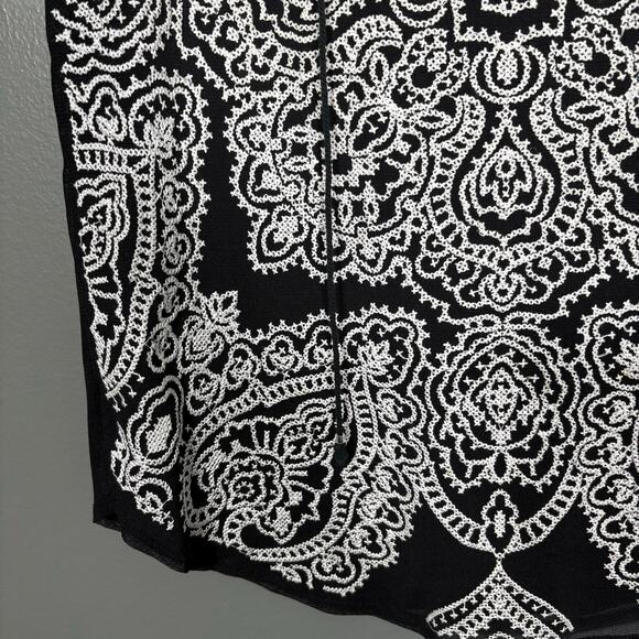 INC Women's Black & White Boho Chic Embroidered Front Top - Size Small - Hippie - Picture 3 of 6
